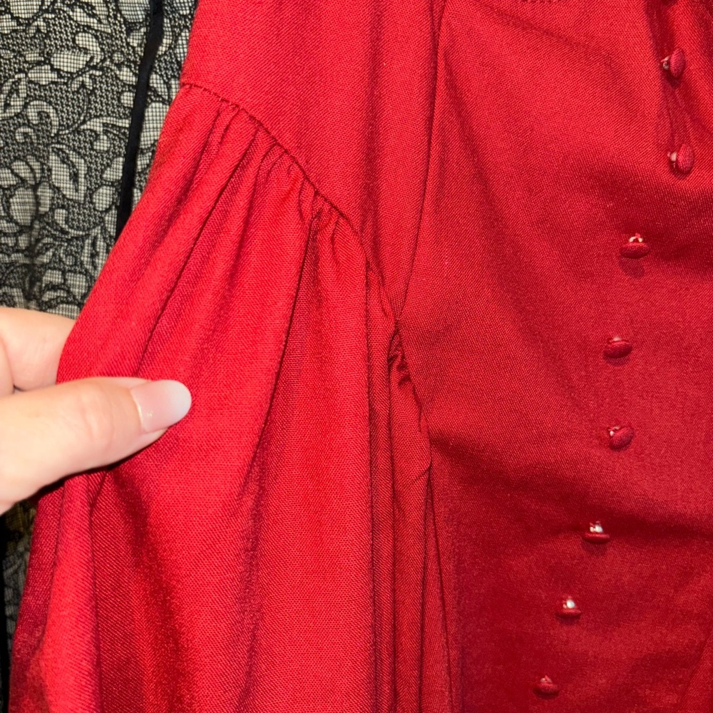 Cider Red Ruching Button-Front Midi Dress - Picture 5 of 6